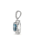 Anhänger 750/18 K Weissgold London Blue Topas blau, oval, Diamanten 0.15 ct, w-si