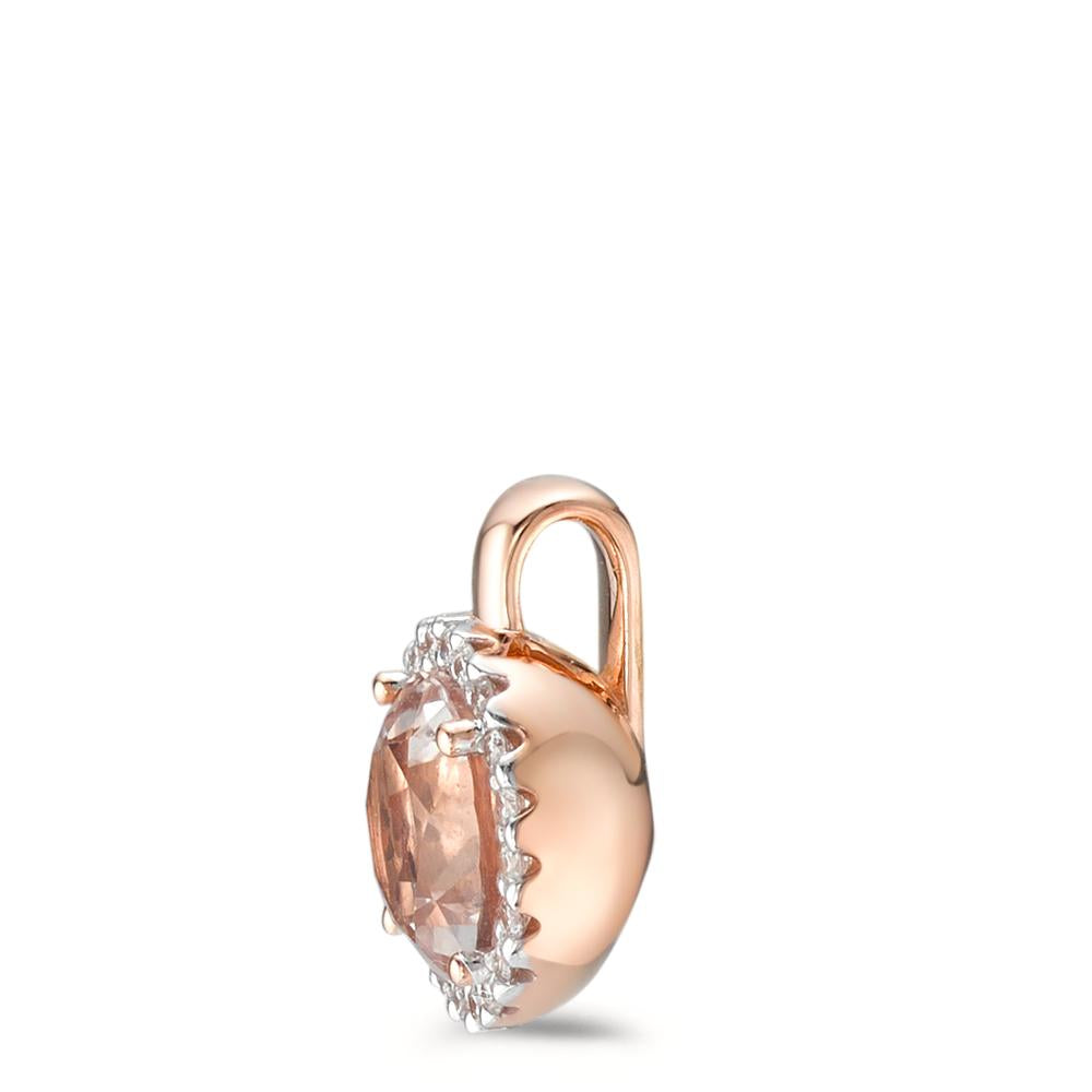 Anhänger 750/18 K Rotgold Morganit, Diamant 0.10 ct, 20 Steine, Brillantschliff, w-si Ø9.5 mm