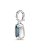 Anhänger 750/18 K Weissgold London Blue Topas w-si, Diamant 0.14 ct, 28 Steine, Brillantschliff, w-si