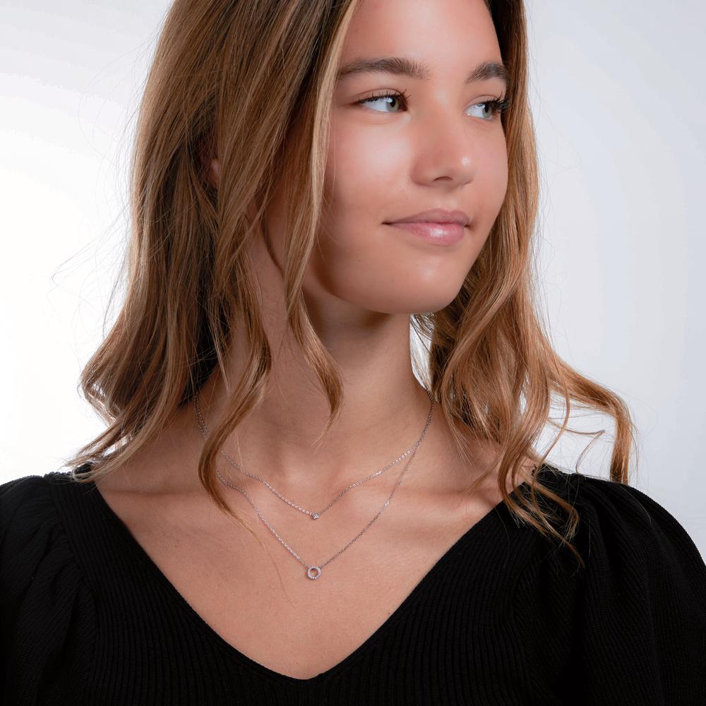 Collier Silber Zirkonia rhodiniert 40-45 cm verstellbar