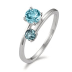 Fingerring 375/9 K Weissgold London Blue Topas 2 Steine