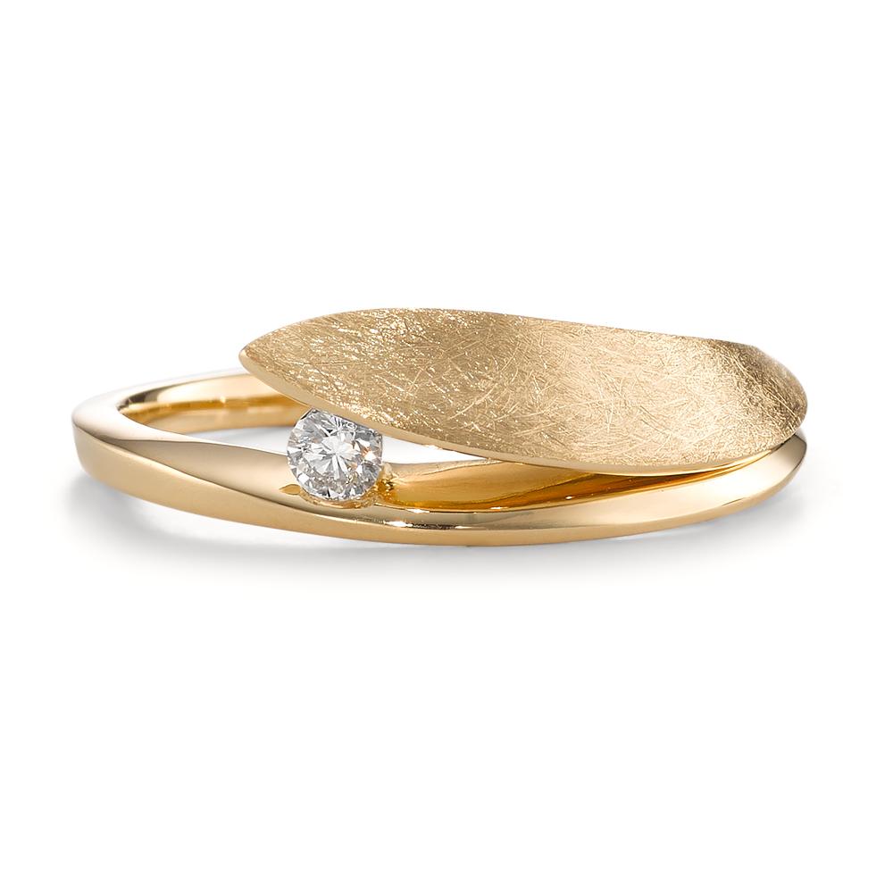 Fingerring 750/18 K Gelbgold Diamant 0.07 ct, Brillantschliff, w-si