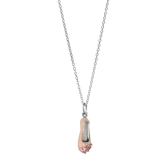 Halskette mit Anhänger Silber Zirkonia 2 Steine rhodiniert Ballett verstellbar