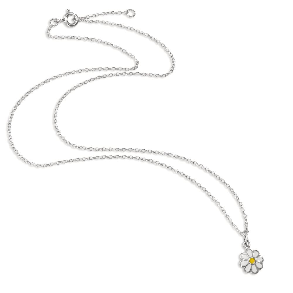 Halskette mit Anhänger Silber rhodiniert Blume verstellbar
