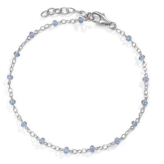 Armband Silber Zirkonia hellblau, 16 Steine rhodiniert verstellbar
