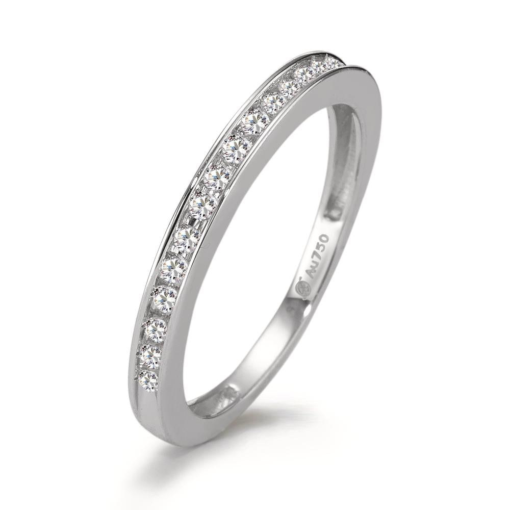 Memory Ring 750/18 K Weissgold Diamant 0.15 ct, 15 Steine, w-si