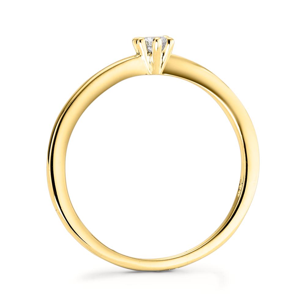 Solitär Ring 750/18 K Gelbgold Diamant weiss, 0.07 ct, Brillantschliff, w-si