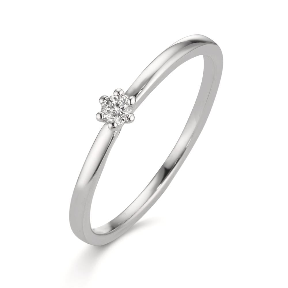 Solitär Ring 950 Platin Diamant weiss, 0.07 ct, Brillantschliff, w-si