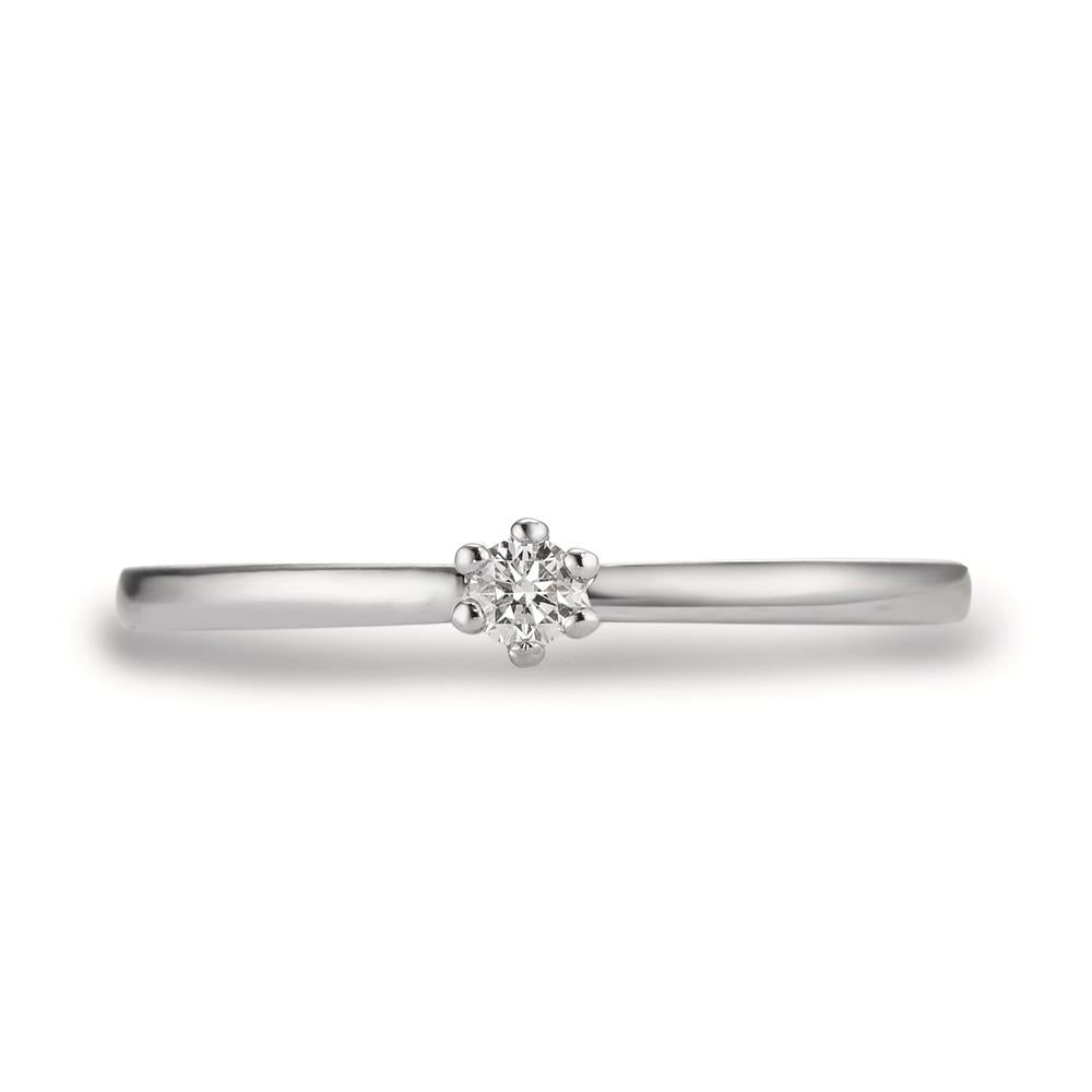 Solitär Ring 950 Platin Diamant weiss, 0.07 ct, Brillantschliff, w-si