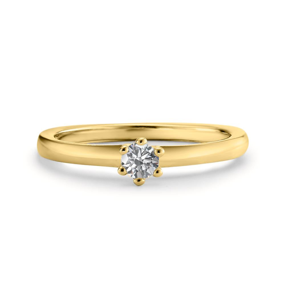 Solitär Ring 750/18 K Gelbgold Diamant 0.15 ct, w-si