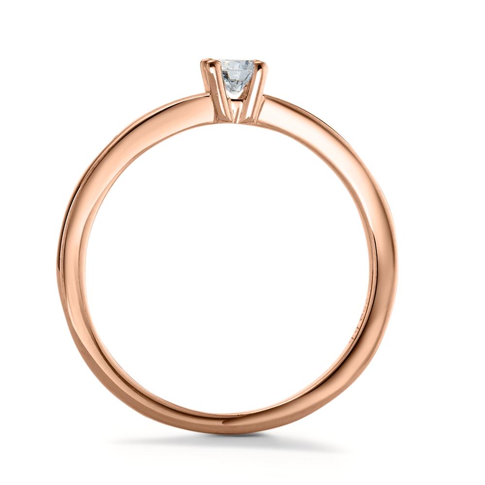 Solitär Ring 750/18 K Rotgold Diamant weiss, 0.15 ct, Brillantschliff, w-si