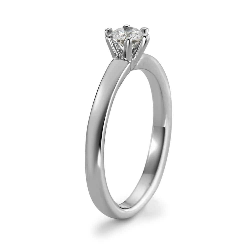 Solitär Ring 950 Platin Diamant weiss, 0.20 ct, Brillantschliff, w-si