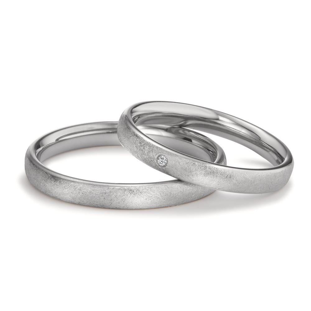 Love Ring Edelstahl mit Diamant 0.01 ct, eismattiert, 3.0mm