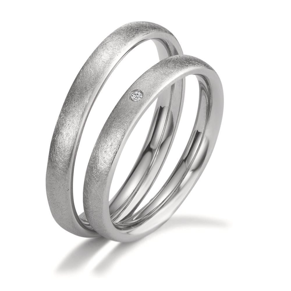 Love Ring Edelstahl mit Diamant 0.01 ct, eismattiert, 3.0mm