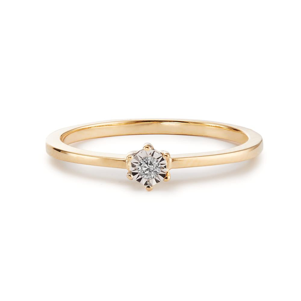 Solitär Ring 750/18 K Gelbgold Diamant 0.03 ct, w-si bicolor
