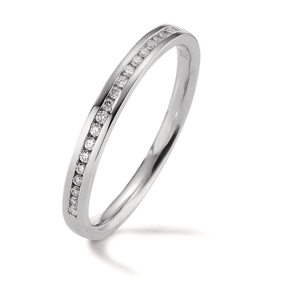 Memory Ring 750/18 K Weissgold Diamant 0.09 ct, 19 Steine, w-si