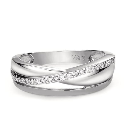 Fingerring 750/18 K Weissgold Diamant 0.15 ct, 20 Steine, w-si