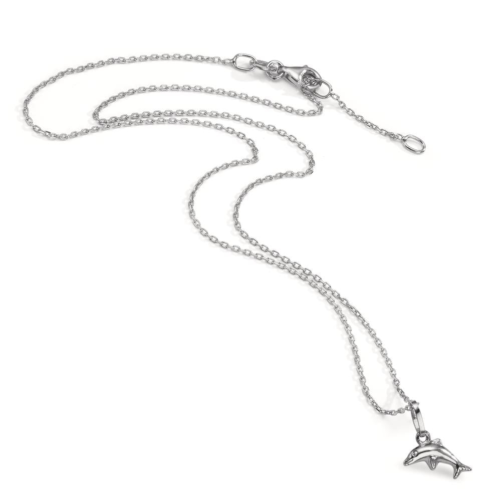 Halskette mit Anhänger Silber rhodiniert Delfin verstellbar
