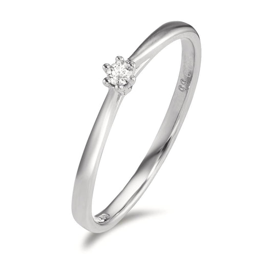 Solitär Ring 750/18 K Weissgold Diamant 0.035 ct, w-si