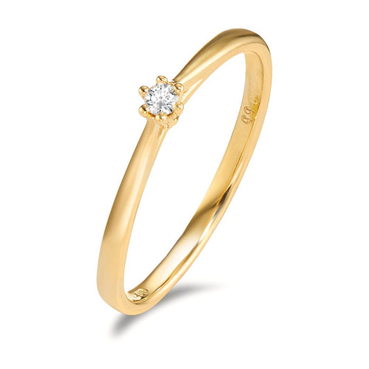 Solitär Ring 750/18 K Gelbgold Diamant 0.035 ct, w-si