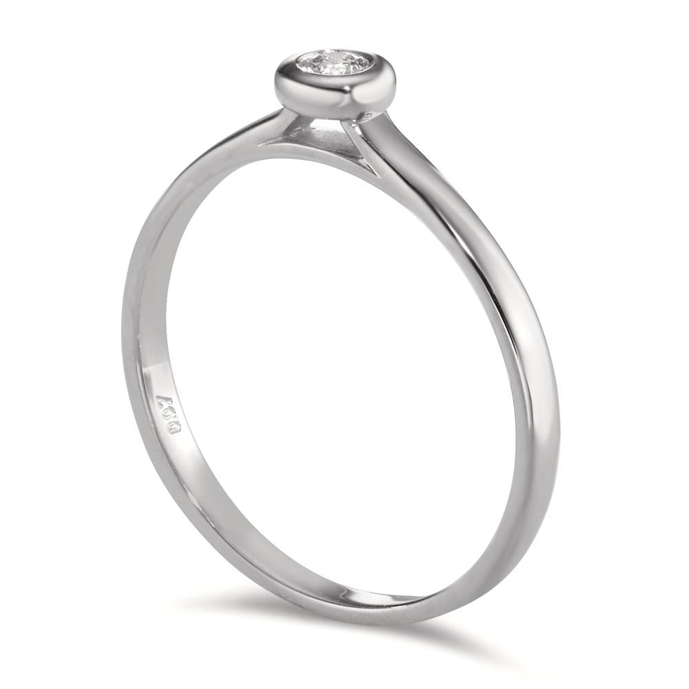 Solitär Ring 750/18 K Weissgold Diamant 0.07 ct, w-si