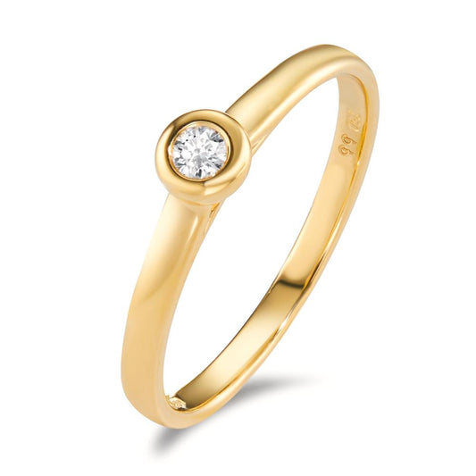 Solitär Ring 750/18 K Gelbgold Diamant 0.07 ct, w-si