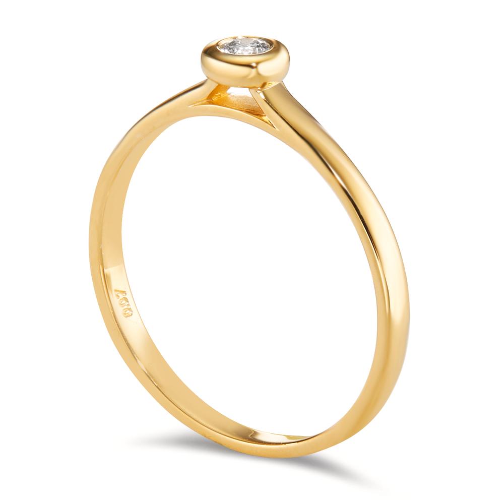 Solitär Ring 750/18 K Gelbgold Diamant 0.07 ct, w-si