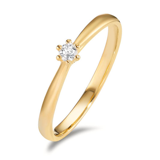 Solitär Ring 750/18 K Gelbgold Diamant 0.075 ct, w-si