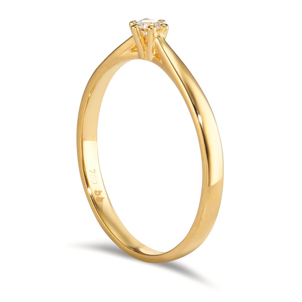 Solitär Ring 750/18 K Gelbgold Diamant 0.075 ct, w-si