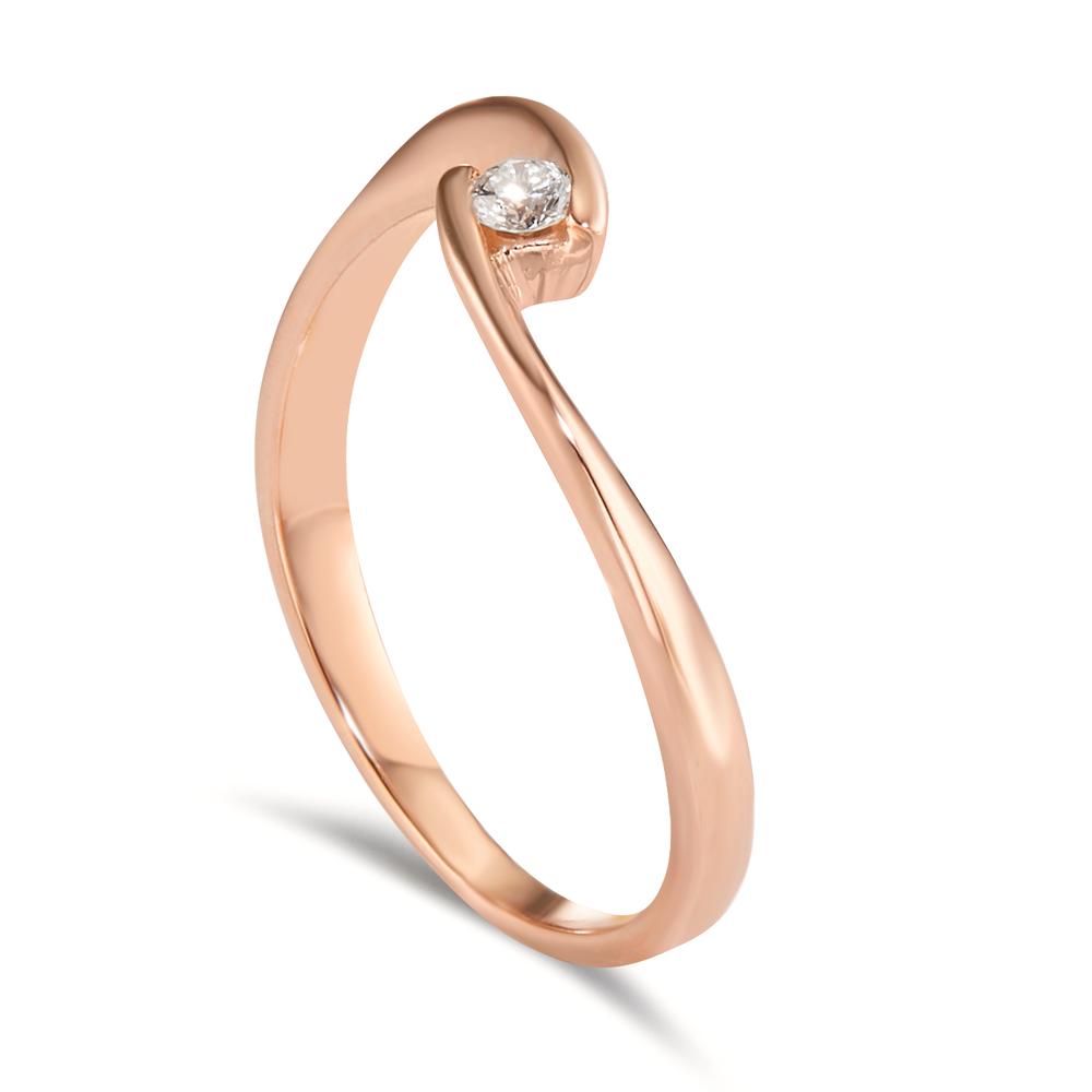 Solitär Ring 750/18 K Rotgold Diamant 0.06 ct, w-si