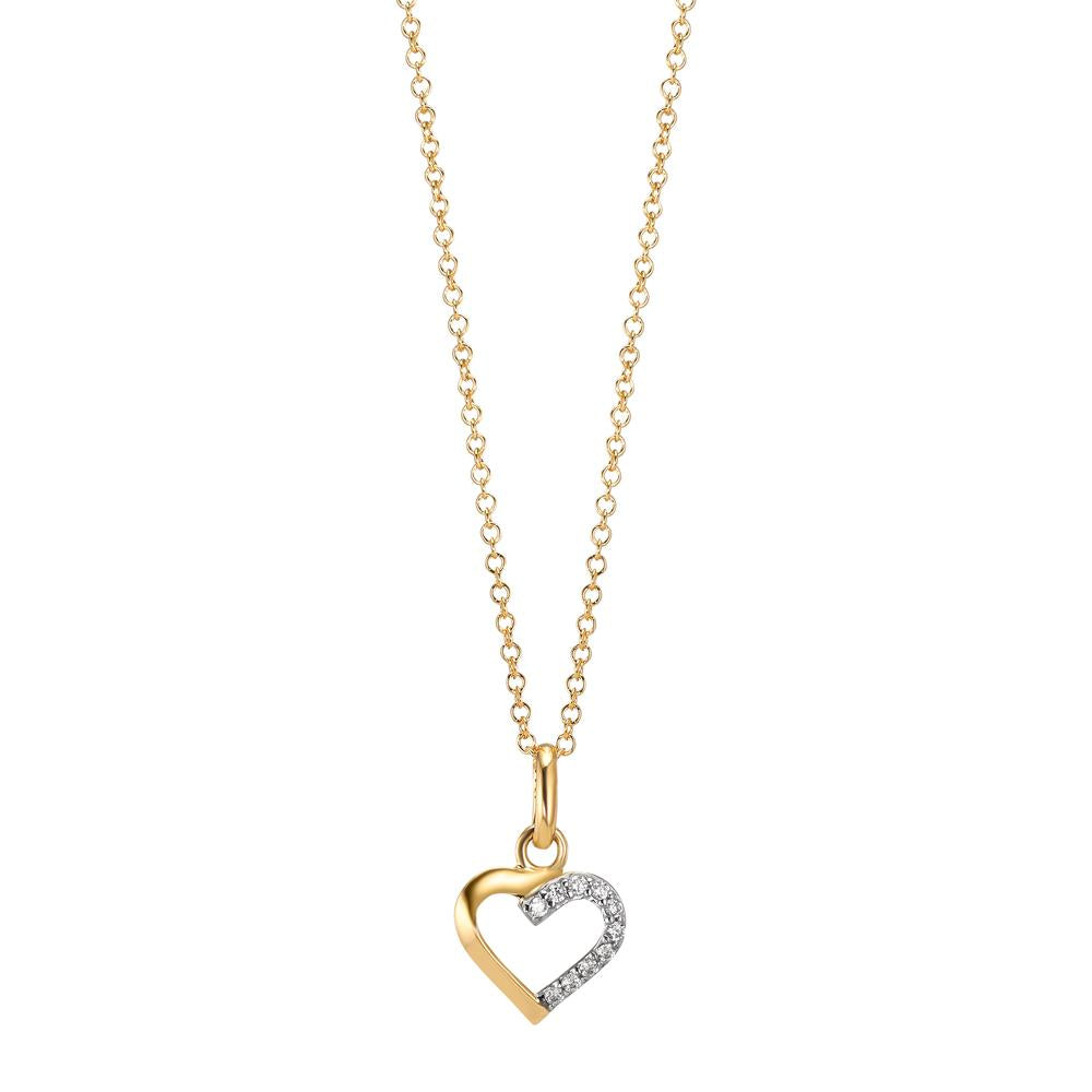 Anhänger 750/18 K Gelbgold Zirkonia 10 Steine Herz Ø8.5 mm