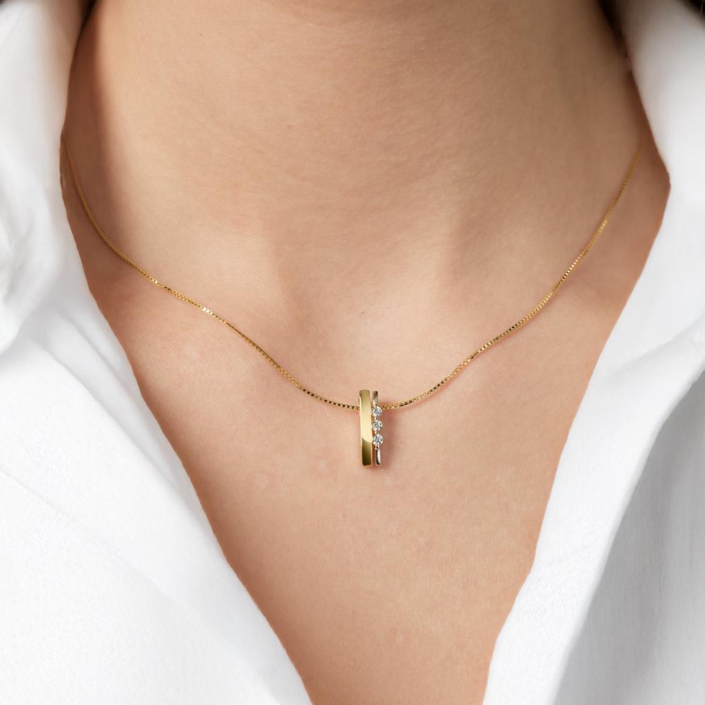 Anhänger 375/9 K Gelbgold Zirkonia 3 Steine bicolor