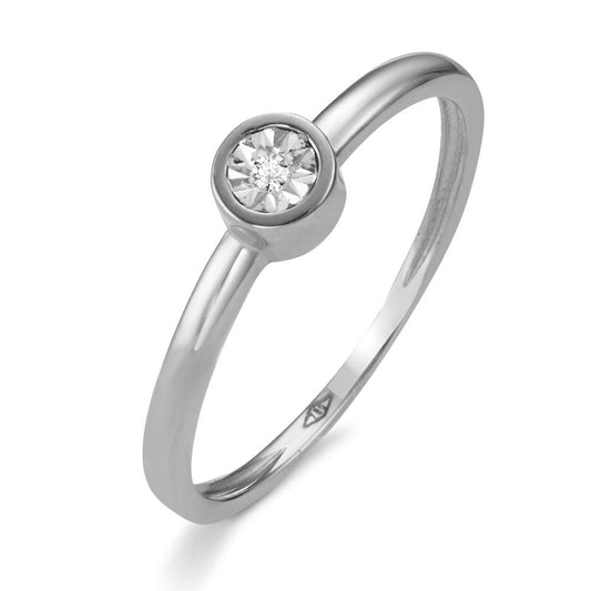 Solitär Ring 750/18 K Weissgold Diamant 0.015 ct, w-si Ø4.5 mm