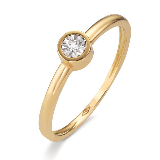 Solitär Ring 750/18 K Gelbgold Diamant 0.015 ct, w-si Ø4.5 mm