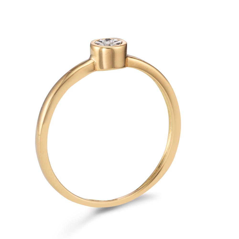 Solitär Ring 750/18 K Gelbgold Diamant 0.015 ct, w-si Ø4.5 mm
