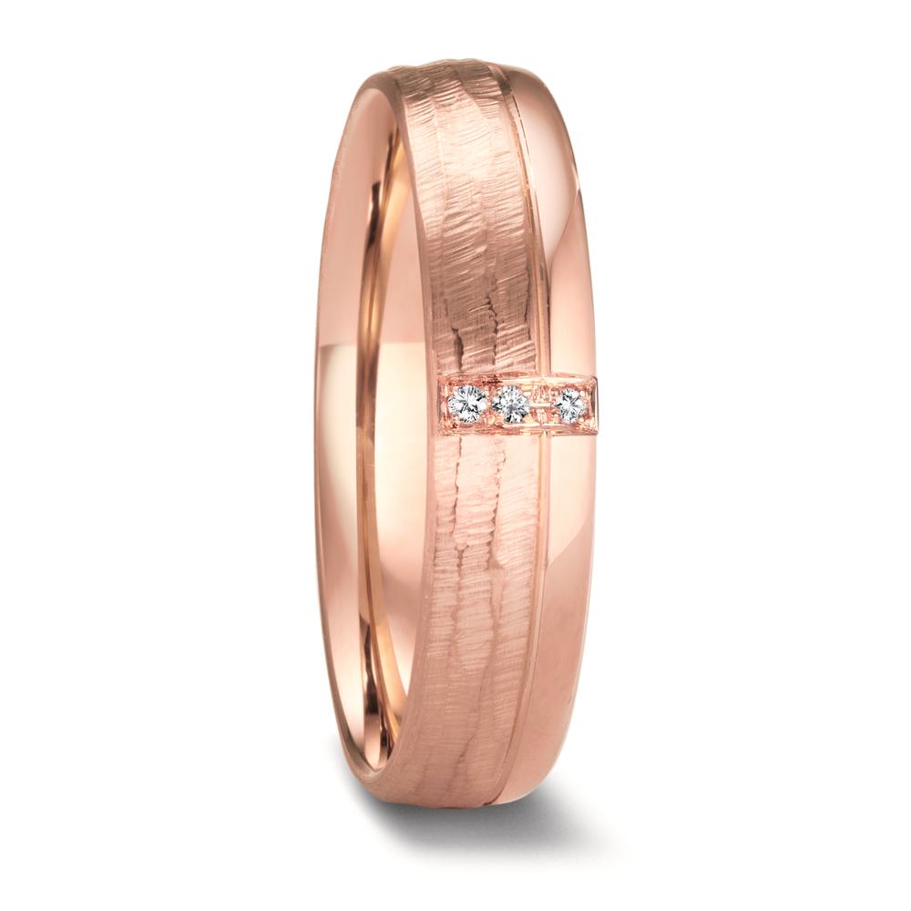 Partnerring 750/18 K Rosegold Diamant 0.015 ct, 3 Steine, w-si