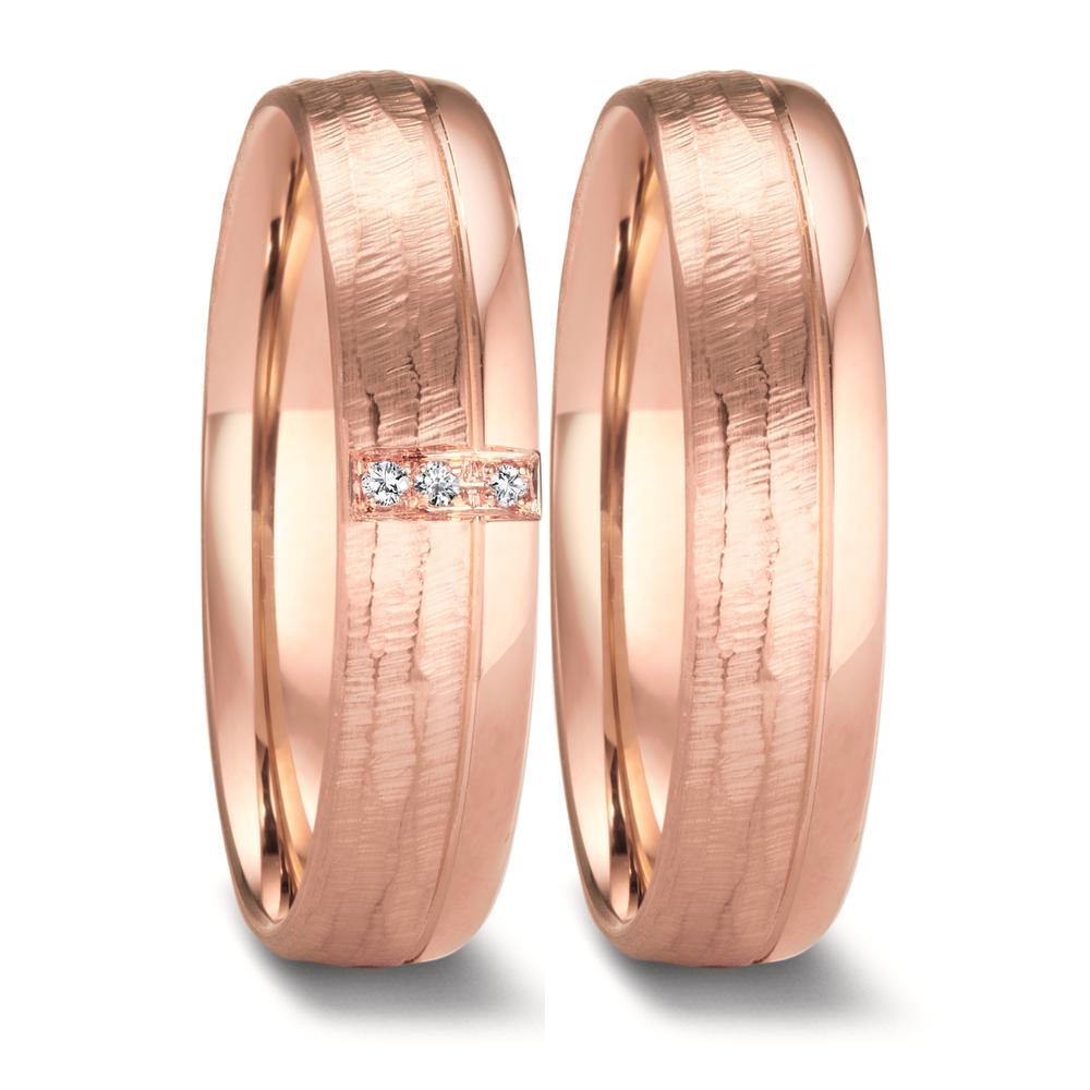 Partnerring 750/18 K Rosegold Diamant 0.015 ct, 3 Steine, w-si