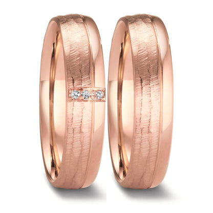 Partnerring 750/18 K Rosegold Diamant 0.015 ct, 3 Steine, w-si