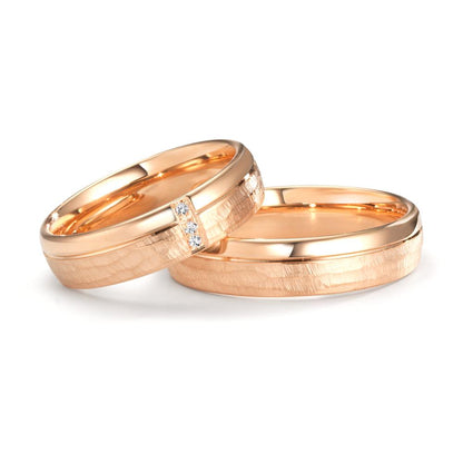 Partnerring 750/18 K Rosegold Diamant 0.015 ct, 3 Steine, w-si