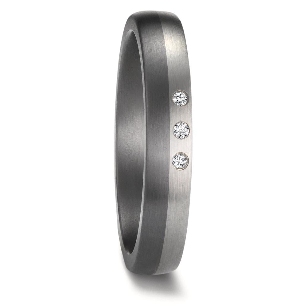 Partnerring 999 Tantal, 950 Platin Diamant 0.03 ct, 3 Steine, w-si