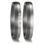 Partnerring 999 Tantal, 950 Platin Diamant 0.03 ct, 3 Steine, w-si