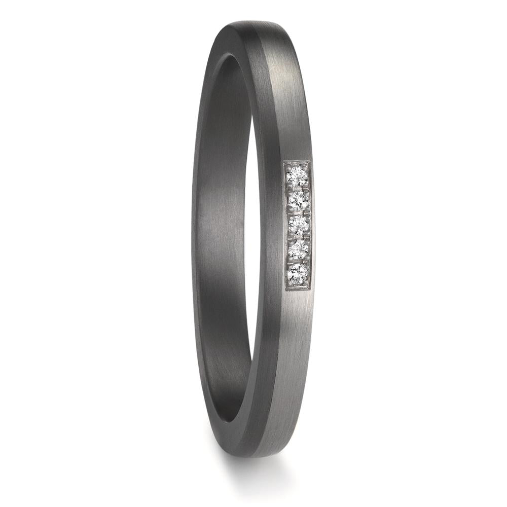 Partnerring 999 Tantal, 950 Platin Diamant 0.035 ct, 5 Steine, w-si