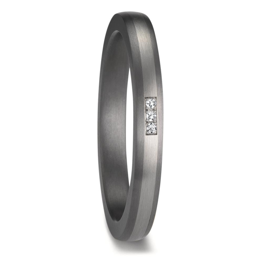 Partnerring 999 Tantal, 950 Platin Diamant 0.01 ct, 3 Steine, w-si