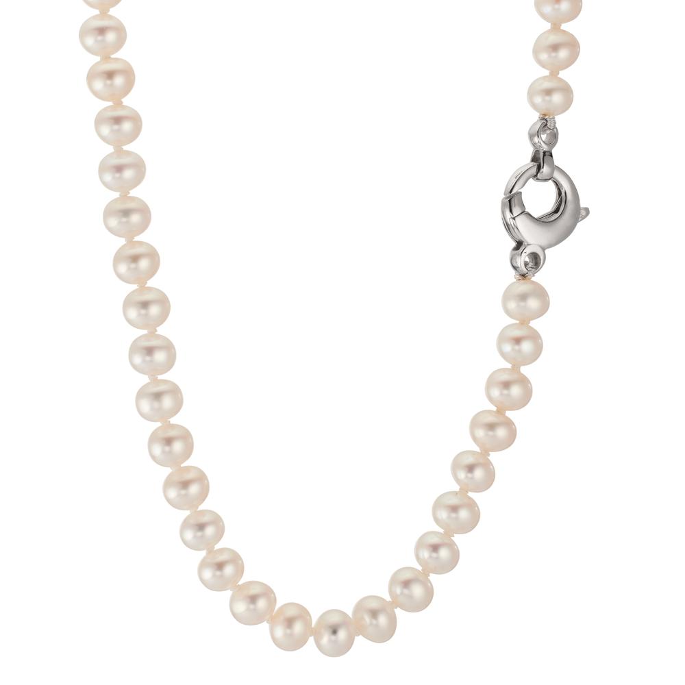 Collier 750/18 K Weissgold Süsswasserzuchtperlen weiss, 5.5 mm 46 cm