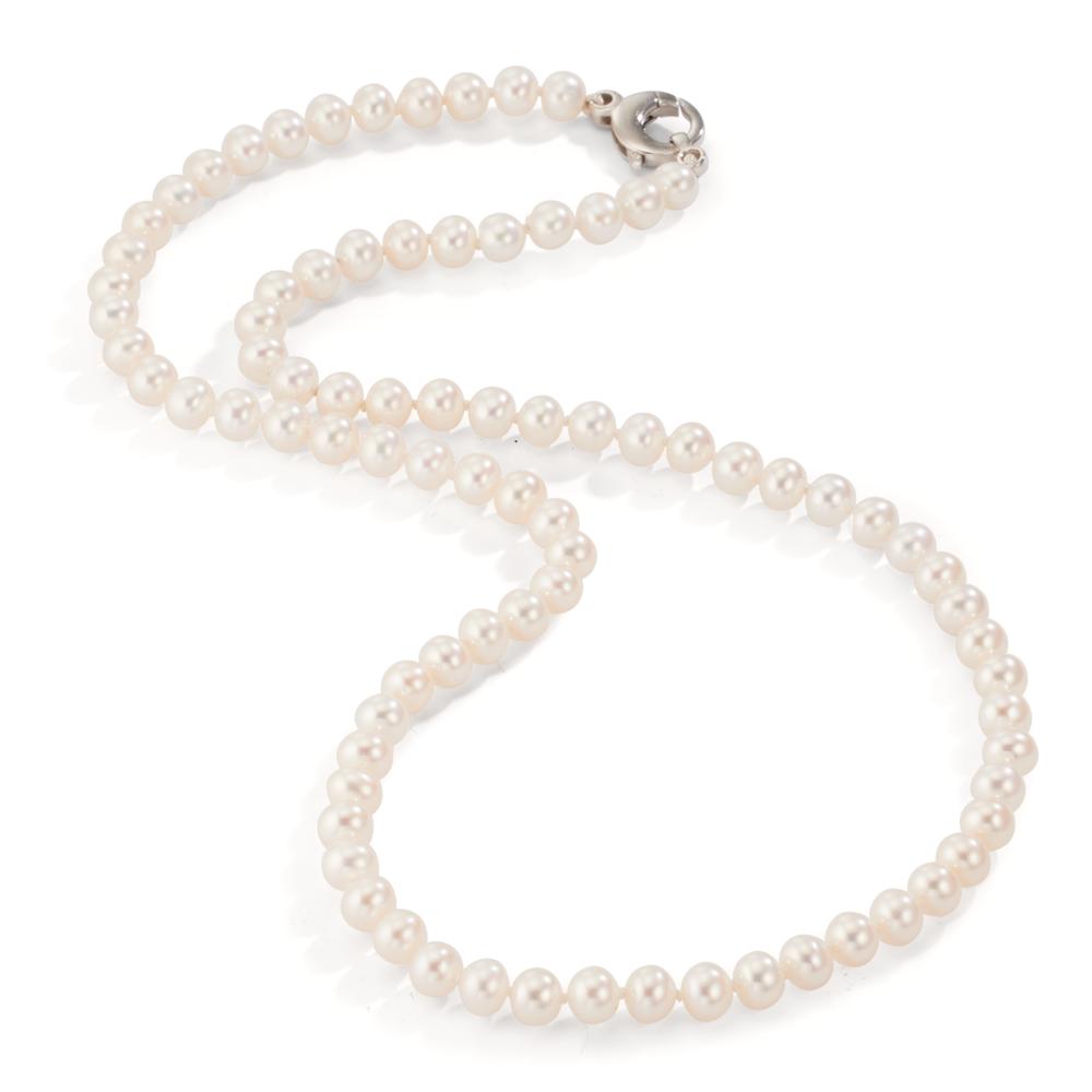 Collier 750/18 K Weissgold Süsswasserzuchtperlen weiss, 5.5 mm 46 cm