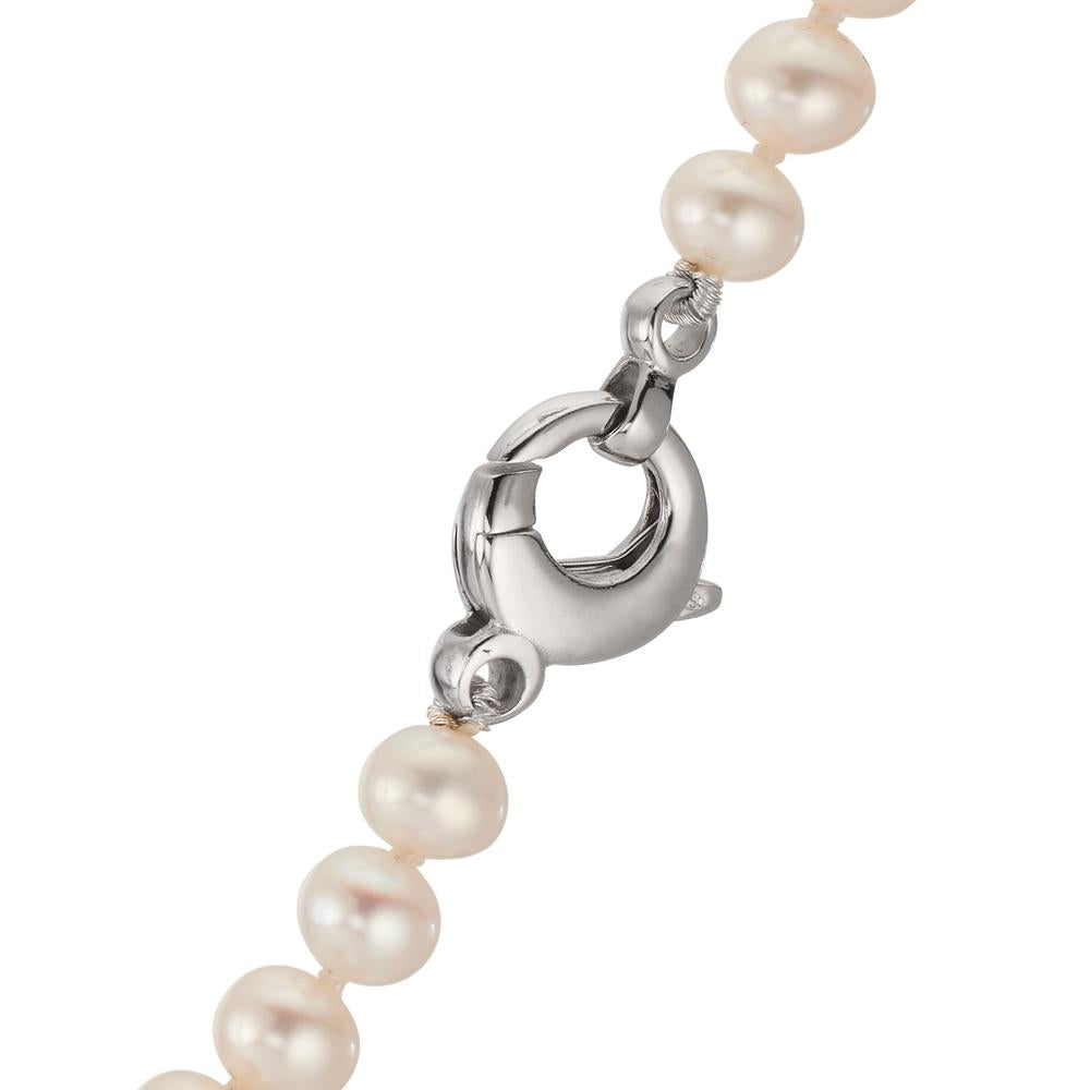 Collier 750/18 K Weissgold Süsswasserzuchtperlen weiss, 5.5 mm 46 cm