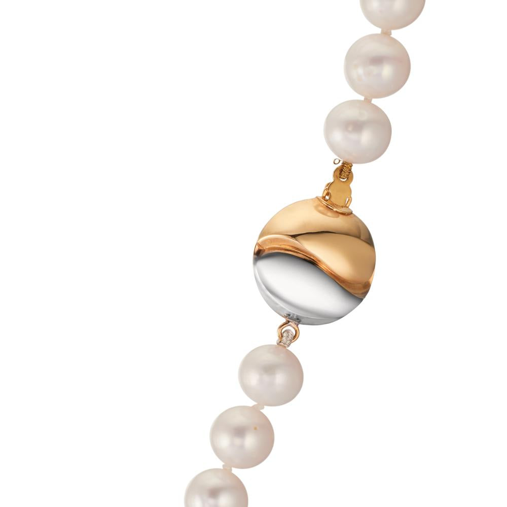 Collier 750/18 K Gelbgold, 750/18 K Weissgold Süsswasserzuchtperlen weiss, 7.5 mm 47 cm