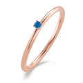 Beisteckring Silber Zirkonia blau, 2 mm rosé vergoldet