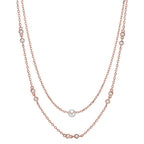 Collier Silber Zirkonia 10 Steine rosé vergoldet shining Pearls weiss, 5 mm 40-45 cm verstellbar