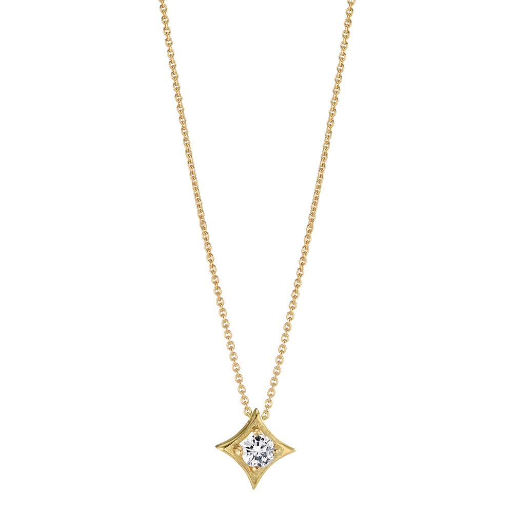 Halskette mit Anhänger 750/18 K Gelbgold Diamant 0.10 ct, w-si verstellbar